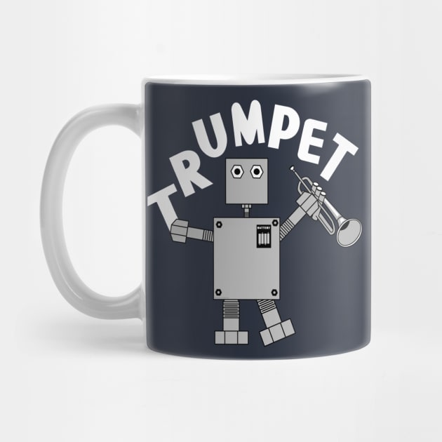 Trumpet Robot White Text by Barthol Graphics